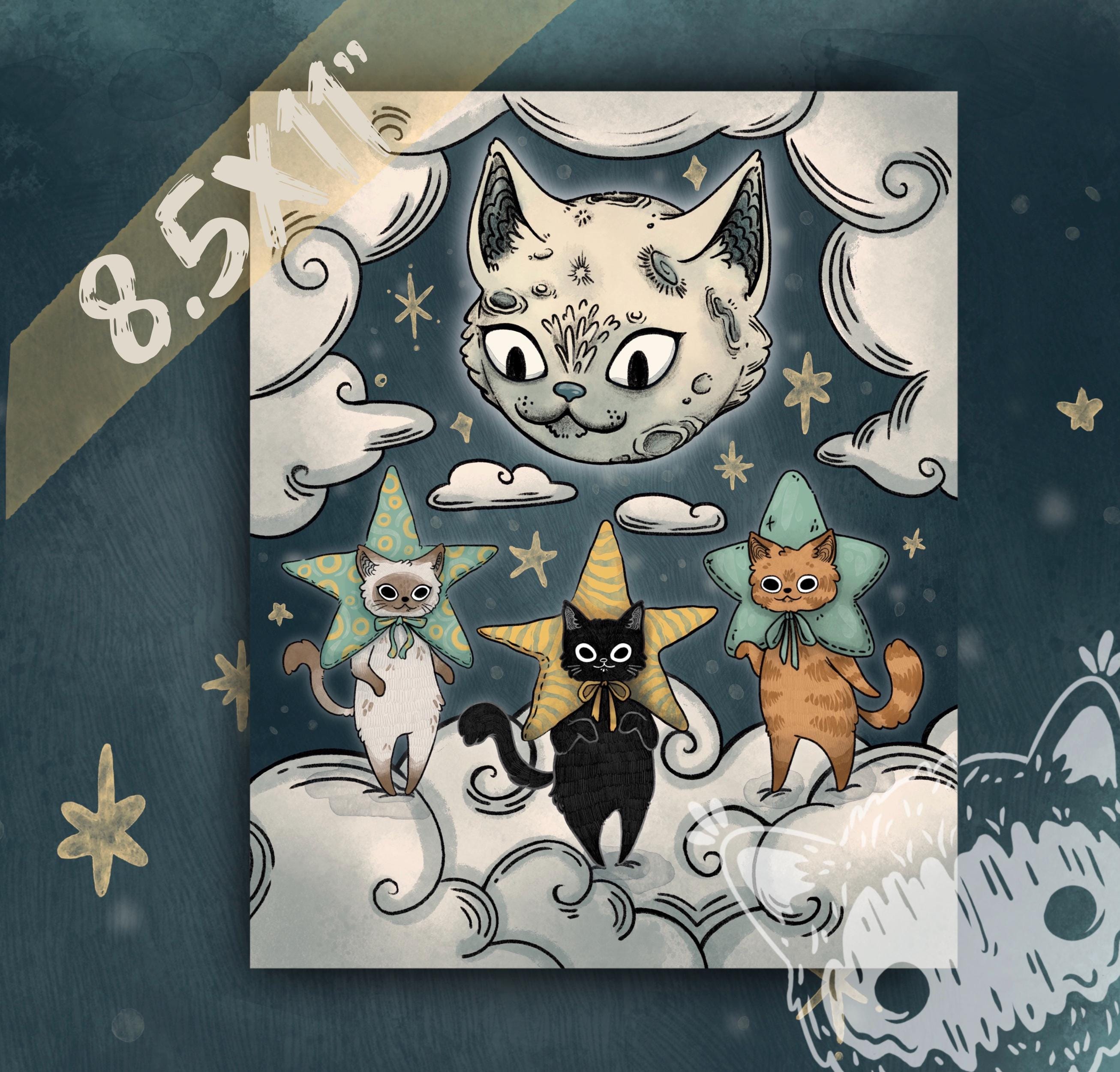 Celestial Cats - 8.5x11" - Etsy
