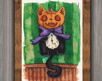 20% Off - Cat Clock - Original Art- 7"x10"