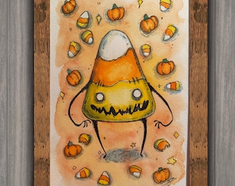 20% Off- Creepy Candy Corn - Original Art- 7"x10"