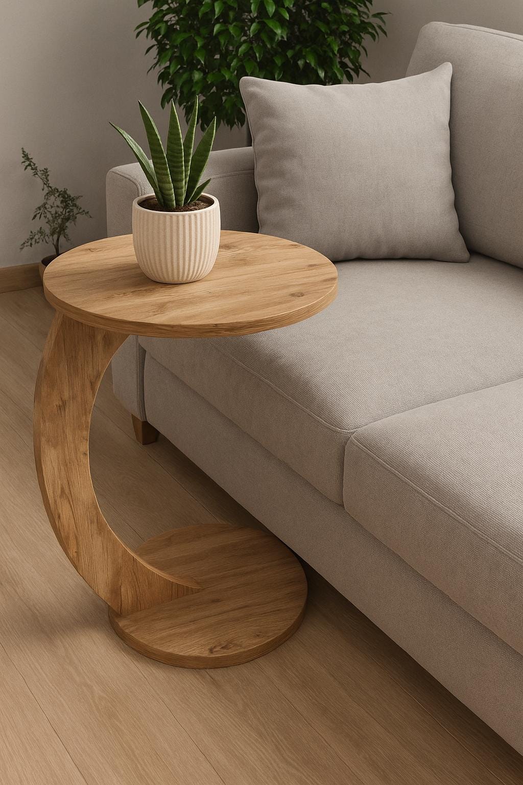 C Table with Wheels, Sofa Side Table, Rolling End Table, Couch Laptop Stand, Small Coffee Table, Rustic Wood Accent – Atlantic Pine