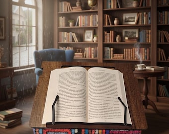 Soporte ergonómico ajustable para portátil y libros con almacenamiento, escritorio de lectura plegable para cama, sofá y estudio.