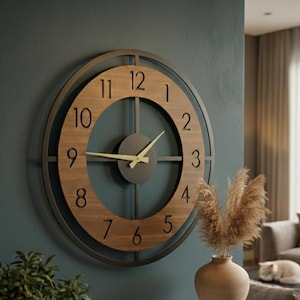 Moderne Holz Wanduhr, Stille Nicht Tickende Schwarznuss Wohnkultur