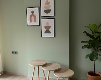 Modern Nesting Coffee Tables Set of 3, Natural Wooden Side Tables, Minimalist Living Room End Table Set
