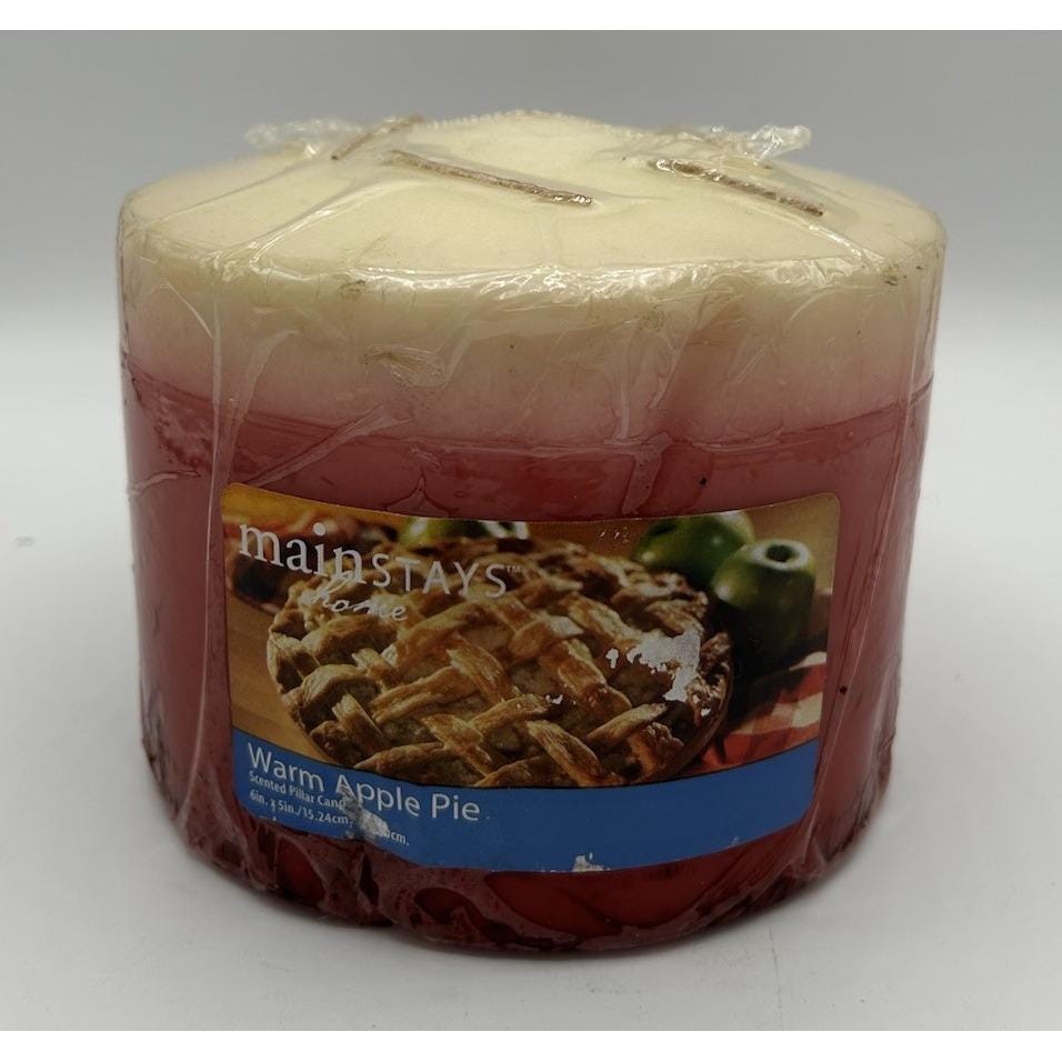Rare Vtg Mainstays XL Ombre 4 Wick Pillar Candle 5x6 WARM APPLE Pie Scent New