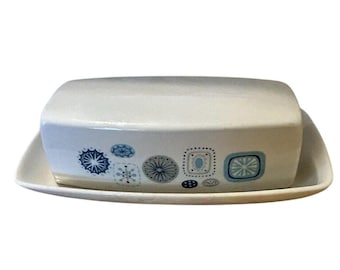Antique 1960s Del Mar by Franciscan Atomic Elegance 1/4 Lb Covered Butter  Dish