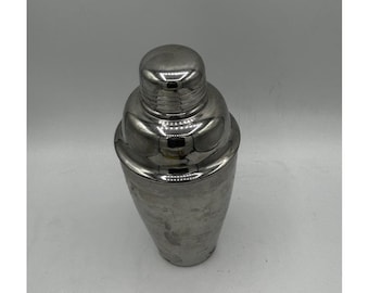 Vintage ART DECO 1960s Cocktail SHAKER Stainless Steel 8/10 Bar Tools Height 8&quot;
