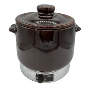 Vintage Sears 2Qt Brown Ceramic Slow Cooker Electric 1975 Pot Retro Kitchen