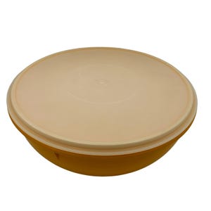 Vintage Tupperware Servalier Bowl #231-3 Extra Large Yellow Orange Clear Lid