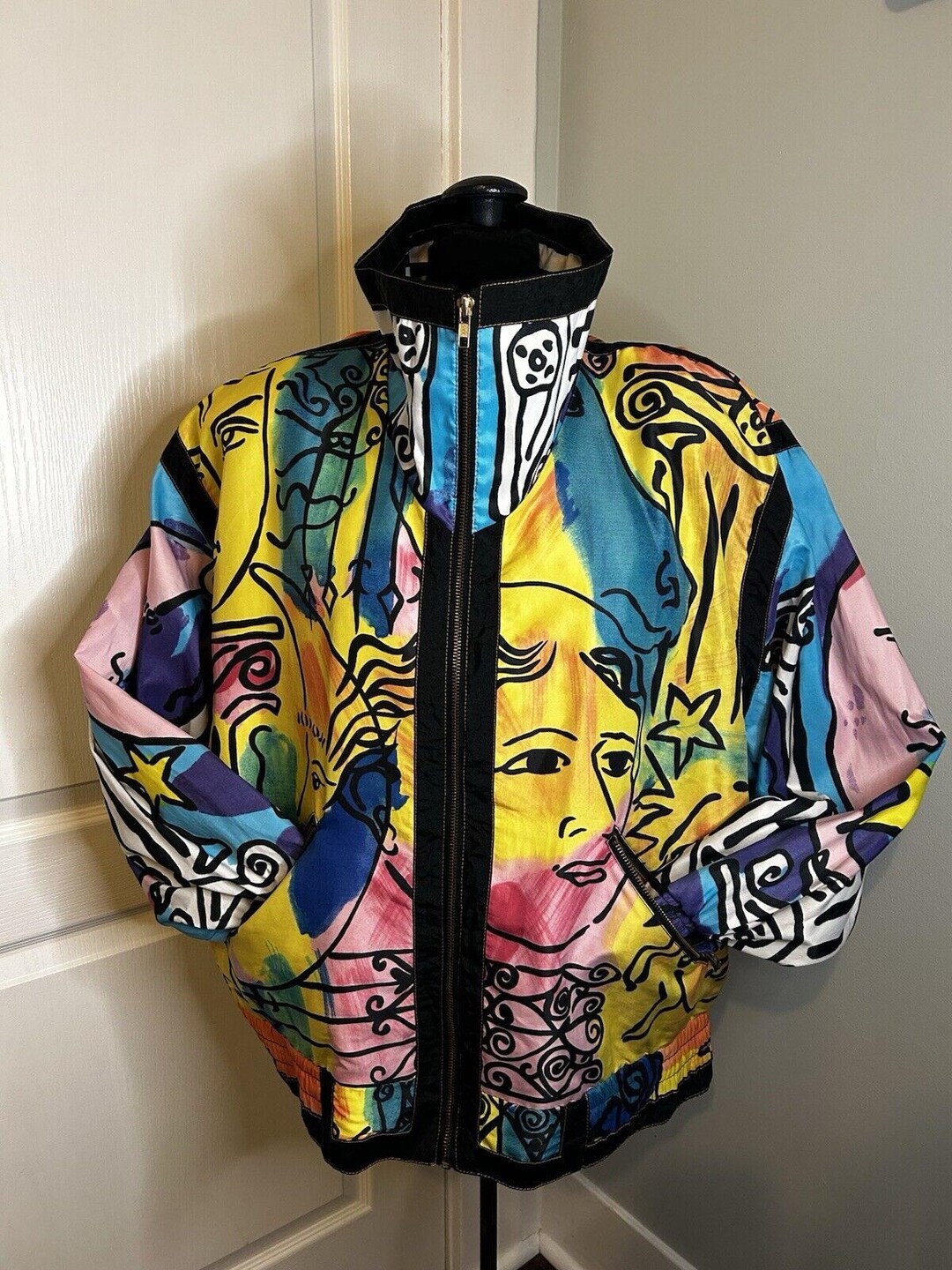 Giacca Sport 90's Vintage Picasso Pattern Men's Medium Windbreaker Jacket - Etsy