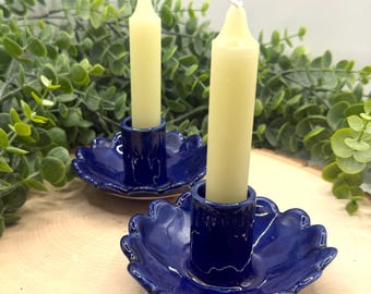 Ceramic Scalloped Candle Holders