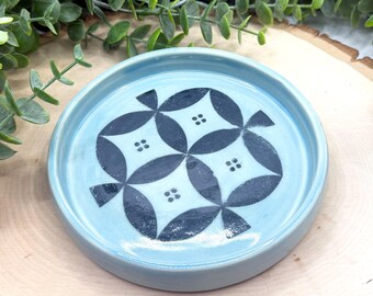 Light Blue Patterned Trinket Dish