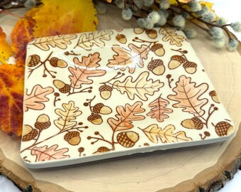 Painted Oak and Acorn Square Trinket Dish