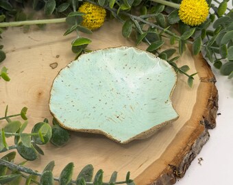 Pale Blue-Green Seashell Ceramic Trinket Dish