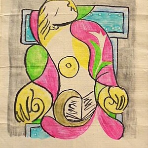 acquerello e inchiostro su carta antica vintage dopo pablo picasso --