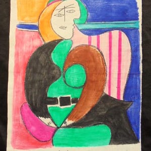 watercolor on old vintage paper after pablo picasso --