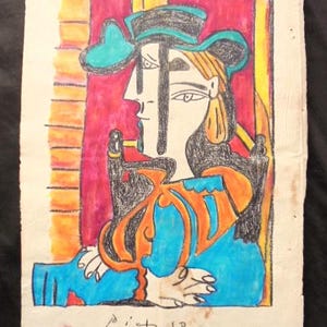 acquerello su carta antica vintage dopo pablo picasso