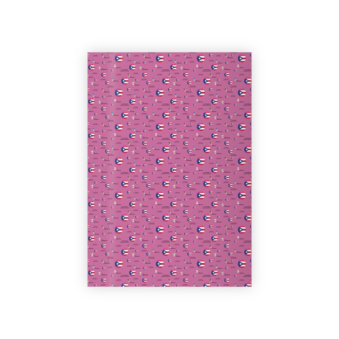 Wrapping Paper Rolls, Puerto Rican Flag Themed Pink Christmas Gift Wrap ...