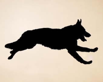 German Shepherd Running Silhouette Vinyl Decal: Car, Laptop, and More