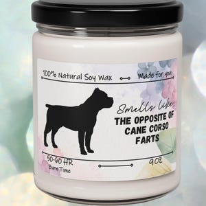 Smells Like the Opposite of Cane Corso Farts, Funny Corso Dog Mom, Dad Humorous Candle, Cane Corso Owner Gift - Soy Wax Scented Candle, 9 OZ