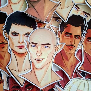 Adesivos de Dragon Age (DAO, DA2, Inquisition, Veilguard) | Solas, Dorian, Fenris, Cassandra, Alistair, Davrin, Sera, Zevran