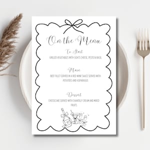 40th Birthday Dinner Menu: Black & White Sketch (Digital Download)