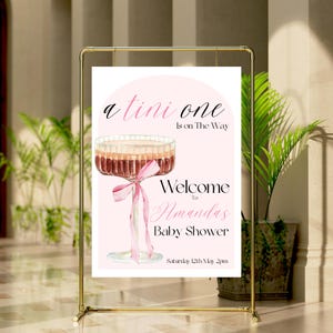Bearbeitbares Baby Shower Willkommensschild A Tini One on The Way Espresso Martini Baby Shower Cocktail Theme Baby Shower Poster Sign Girl Baby Shower