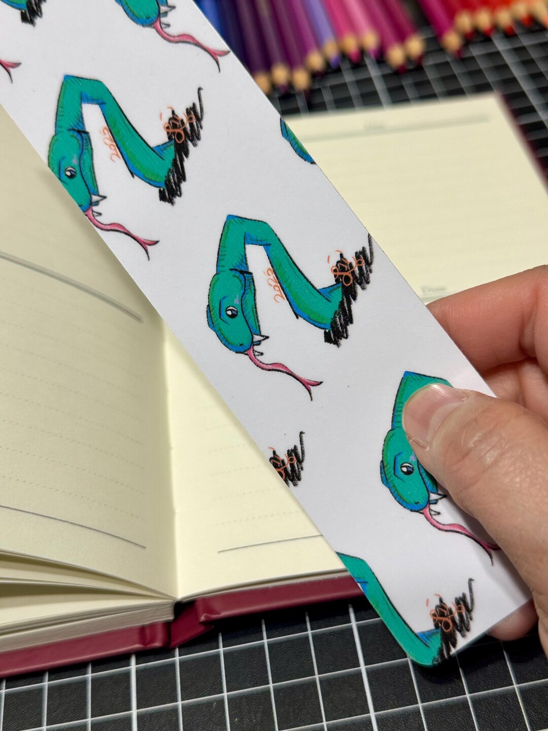 Snake Bookmark Tutorial Kawaii Green Snake Friend Laminated Bookmark Handmade by Drawbyleanne ...