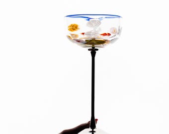 Blossom Coupe Set of 2 Glasses – Hand-Blown Cocktail Glasses with Flowers