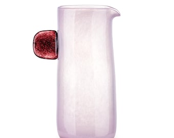 Pink Glass Pitcher – Handmade Jug for Water or Flowers