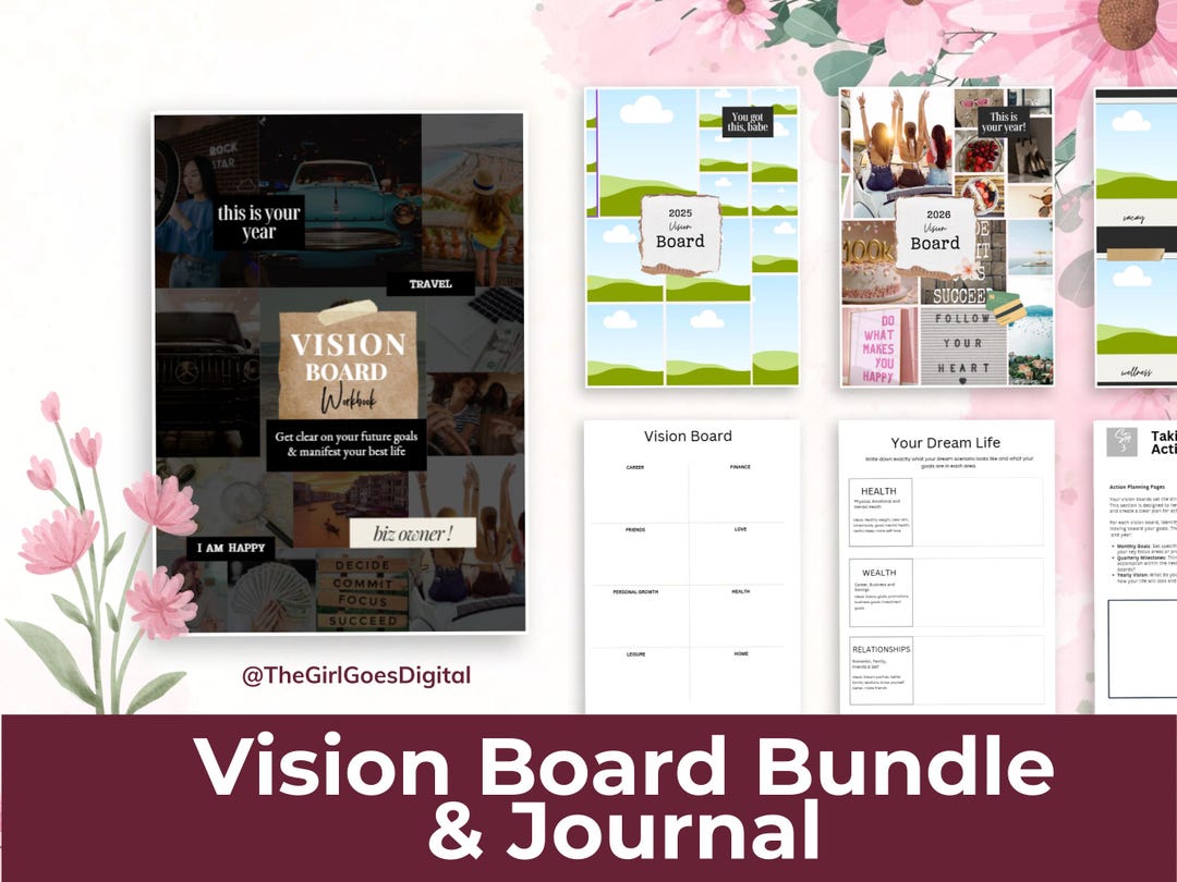 2026 Vision Board Bundle Canva Vorlage | Vision Journal ...