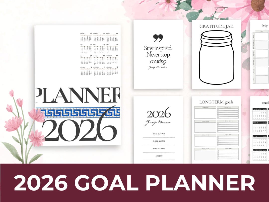 2026 Goal Planner Printable for New Year Resolutions and Yearly ...