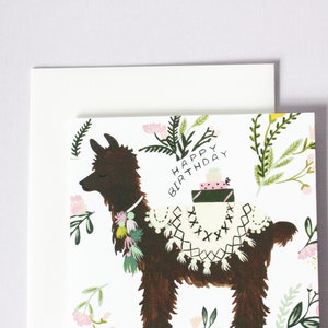 Lama - Anniversaire - Floral - Note - Enfant - Cadeau - Local
