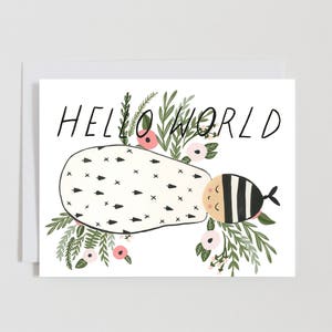 Hello World - Baby - New Baby - Card - gift -florals - Toronto - Canada - Gender Neutral