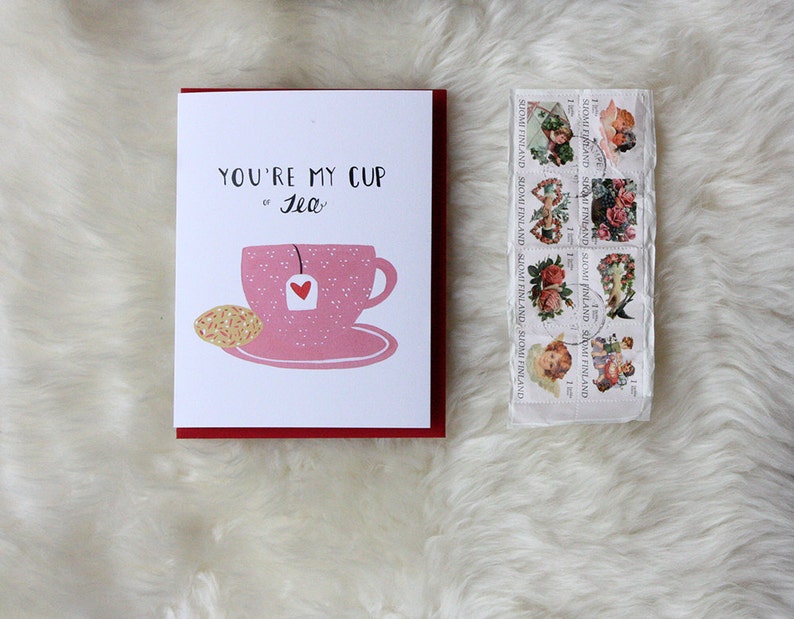 You're My Cup of Tea with a cookie Love card I love you valentine card love anniversary love note image 1