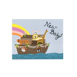 BABY - Carte - Bébé - Arche de Noé - Animaux - Note - blanc - douche de bébé
