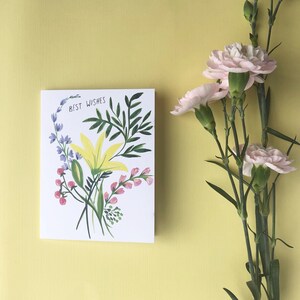 Meilleurs Voeux - Florals - Carte Blanche - Note - amitié - amour - Peinture à la main