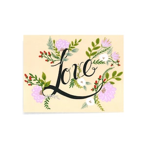 LOVE - florals - love - note - card - blank - special - wedding - engagement - birthday - anniversary
