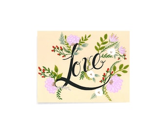 LOVE - florals - love - note - card - blank - special - wedding - engagement - birthday - anniversary