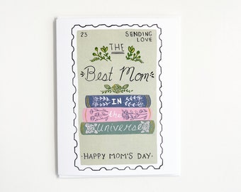 Best Mom in the Universe - Vintage - Stamp - Book - Florals - Hand painted - Toronto