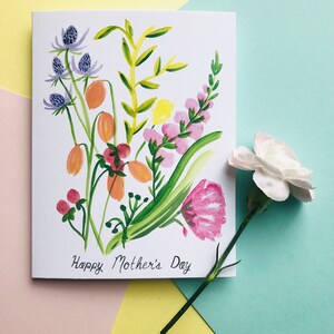 Mother's Day Florals Card Note Mom Bright Colours Blank image 2