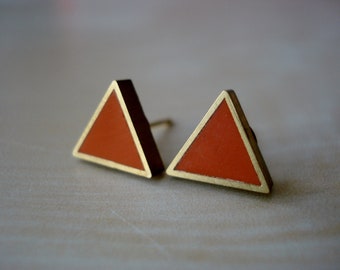 moroccan spice small brass triangle stud earrings