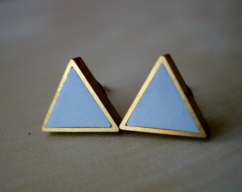 smoke small brass triangle stud earrings