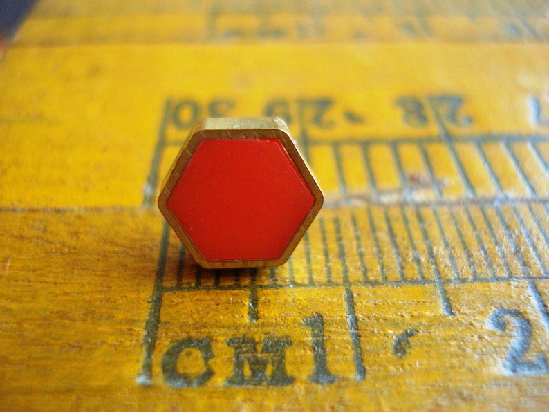 Ivory translucent confetti glitter mini brass hexagon stud Etsy