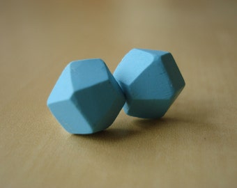 bright light blue - gem-cut clay stud earrings