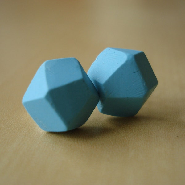 bright light blue - gem-cut clay stud earrings