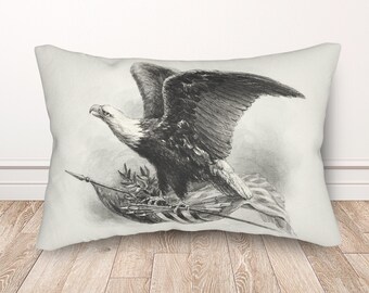 American Eagle Pillow Bald Eagle Pillow American Flag Pillow Patriotic Eagle Gift History Lover Gift American Flag Eagle US Military Gift