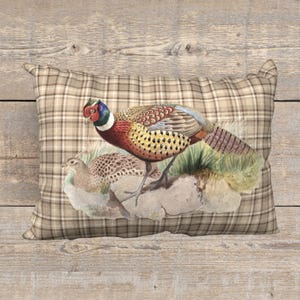 Pheasant Pillow Cover Game Birds Pillow Outdoorsman Gift Lodge Decor Pheasant Hunting Pillow Pheasant Bird Hunting Gifts Men Office Decor