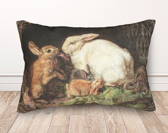 Bunny Family Pillow White Rabbit Pillow Bunny Gift For Rabbit Lover Gift For Bunny Lover Gift Easter Rabbit Throw Pillow Bunnies Pillow