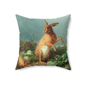 Rabbit Throw Pillow Hare Rabbit Pillow Bunny Pillow Rabbit 18&quot; Pillow Bunny Gift For Rabbit Lover Gift For Bunny Lover Gift Easter Pillow