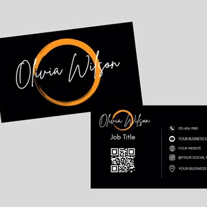 Visitenkarte Vorlage QR-Code, Minimalistische Visitenkarte, druckbare Visitenkarte Vorlage, bearbeitbare Karte, DIY Visitenkarte, Canva Vorlage